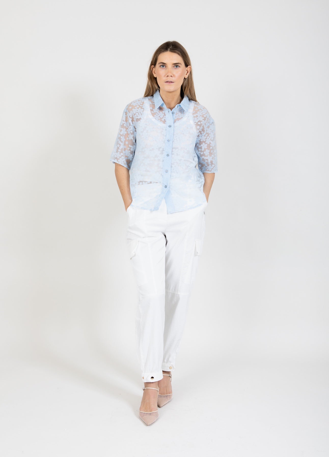 Coster Copenhagen CARGOBYXOR MED SKIMMER - SILLE FIT Pants White - 200