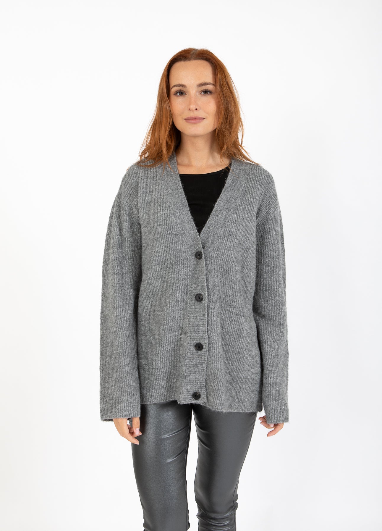 CC Heart CC HEART EMMA V-RINGAD KOFTA Knitwear Dark Grey Melange - 128