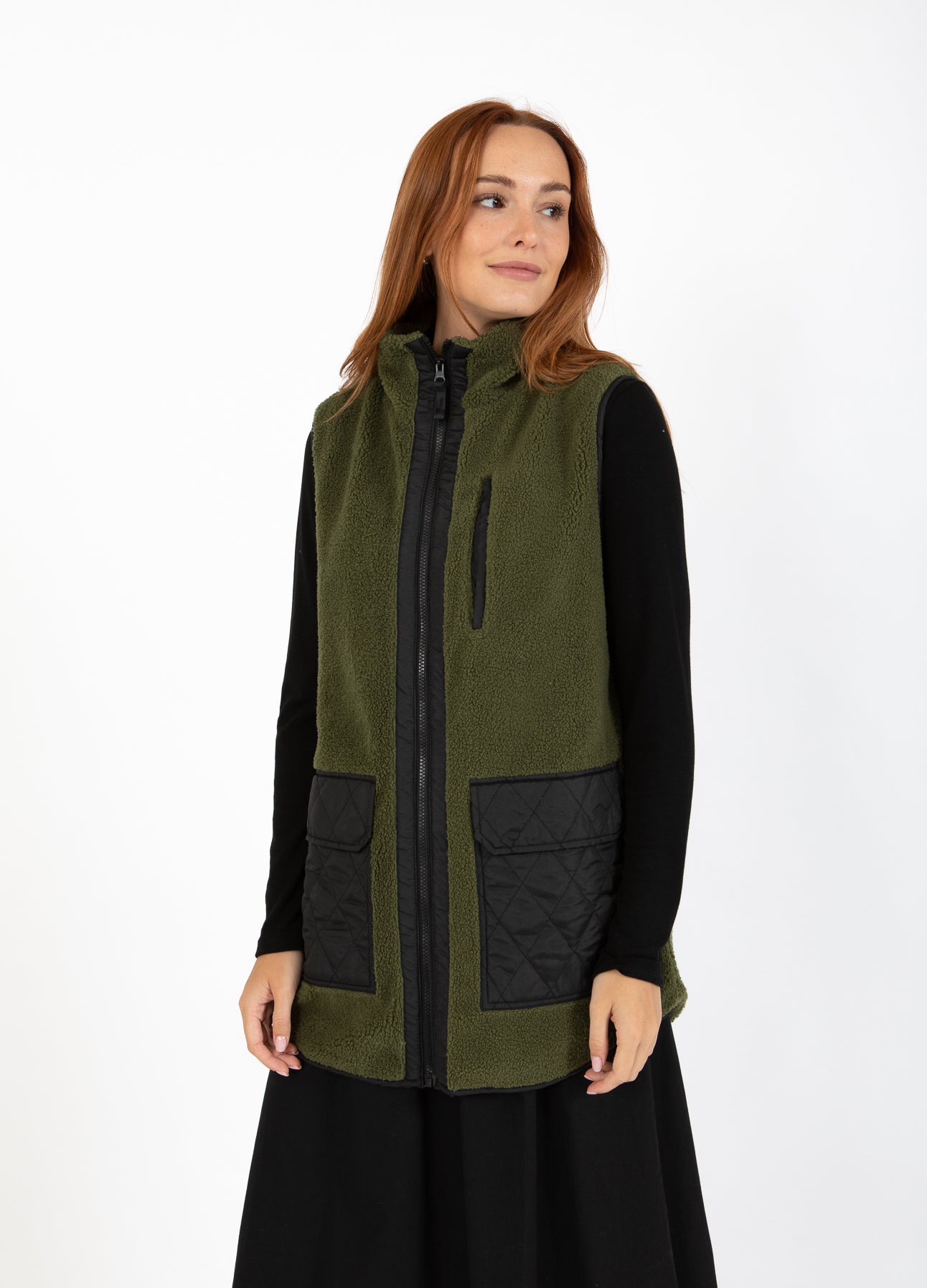 CC Heart CC HEART LENNON MIX PILE VÄST Outerwear Army/black - 457