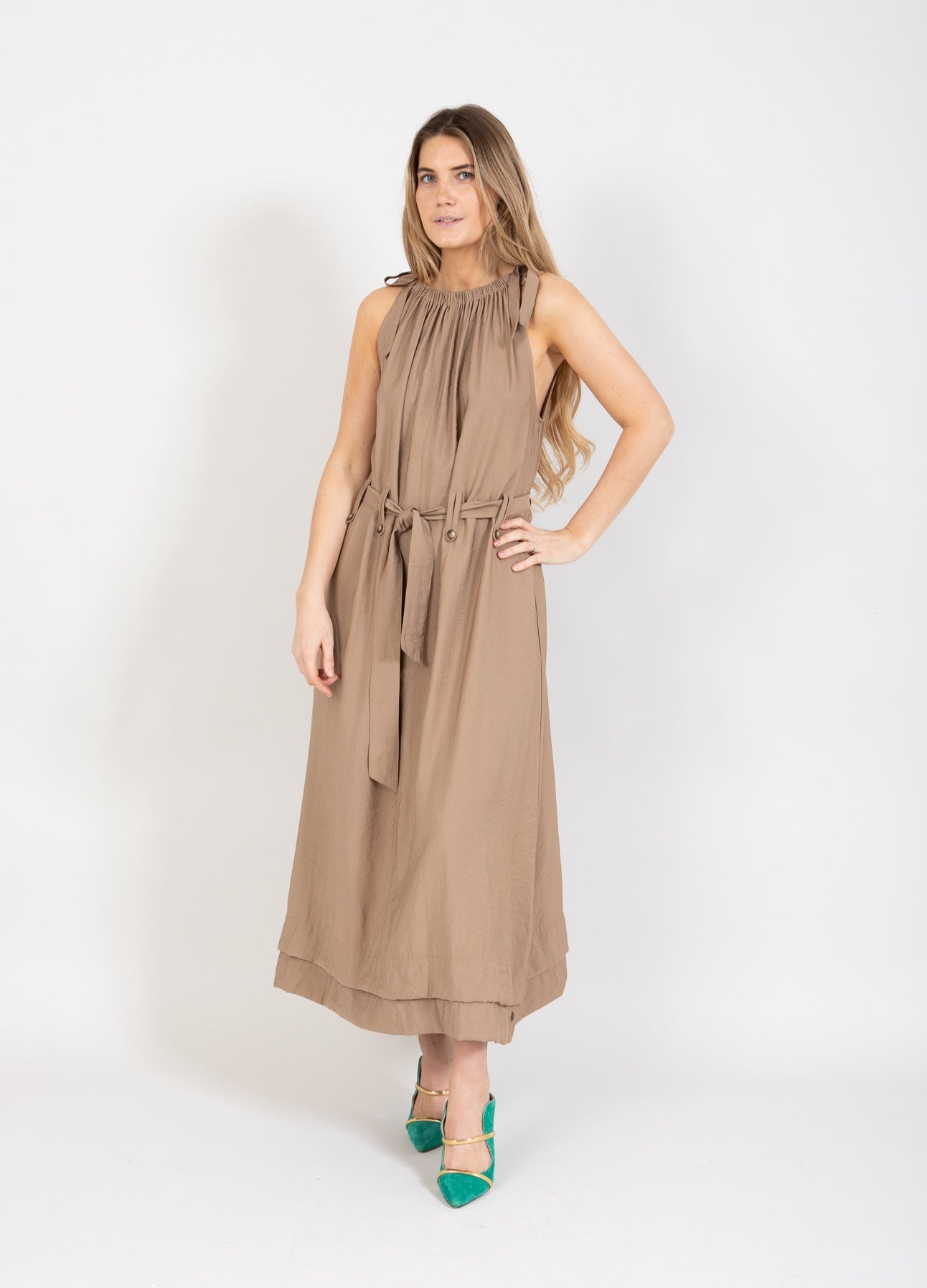 Coster Copenhagen SOMMARKLÄNNING MED BÄLTE Dress Smoked beige - 303