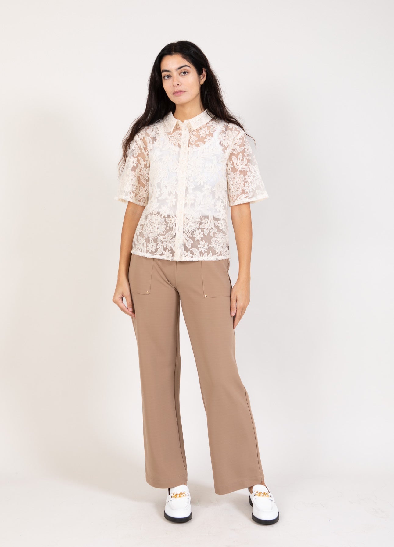 Coster Copenhagen SPORTIGA BYXA - SILLE FIT Pants Sand - 320