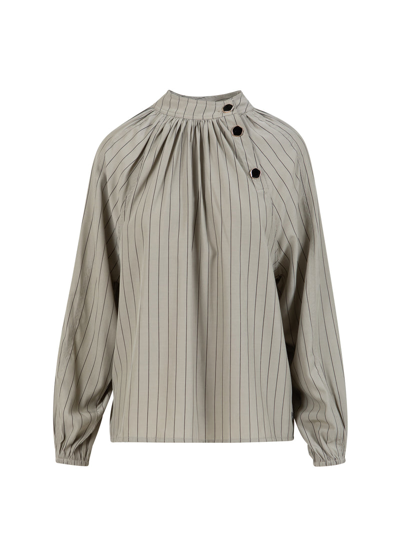 Coster Copenhagen ASYMMETRISK SKJORTA Shirt/Blouse Dusty green/black stripes - 477