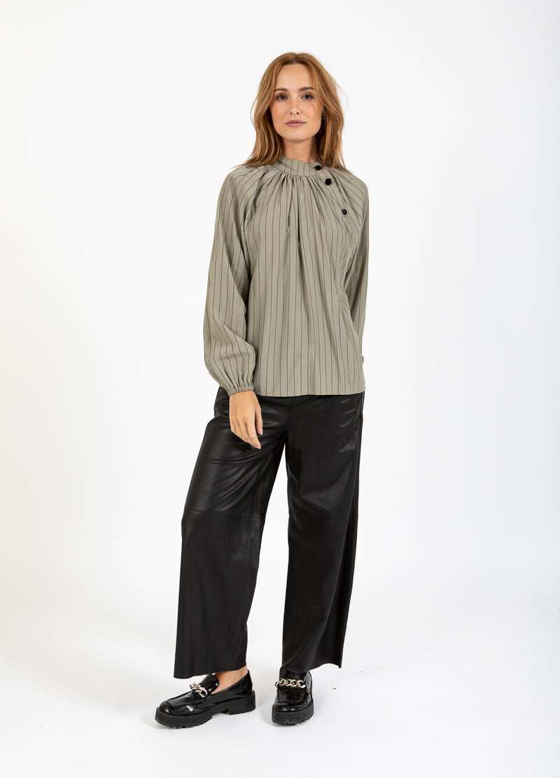 Coster Copenhagen ASYMMETRISK SKJORTA Shirt/Blouse Dusty green/black stripes - 477