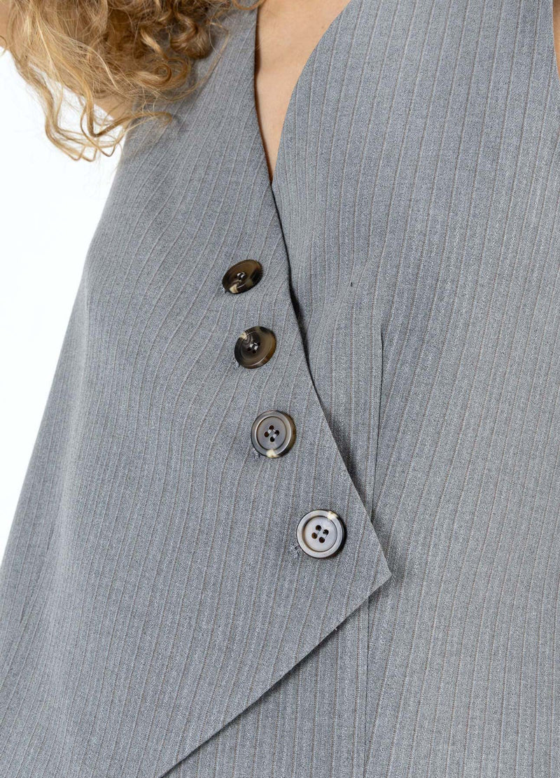 Coster Copenhagen ASYMMETRISK VÄST Vest Mist grey pin stripe - 175