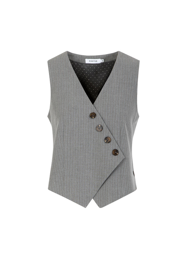 Coster Copenhagen ASYMMETRISK VÄST Vest Mist grey pin stripe - 175