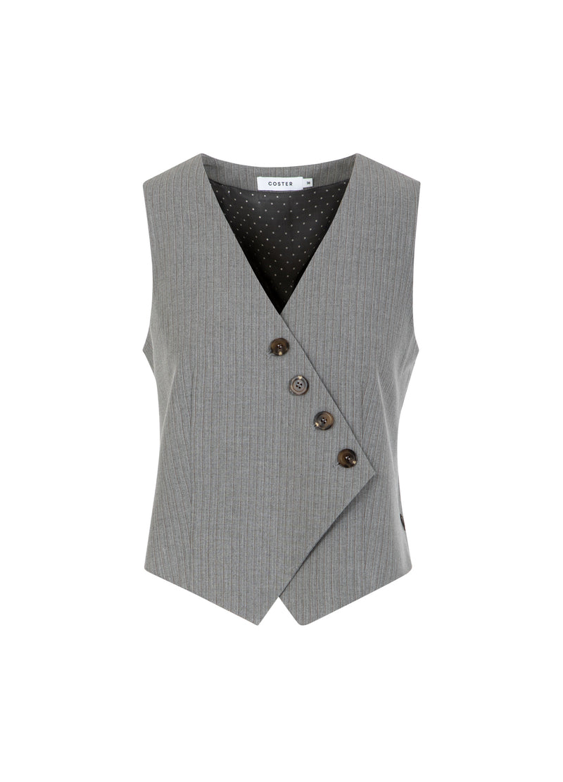 Coster Copenhagen ASYMMETRISK VÄST Vest Mist grey pin stripe - 175