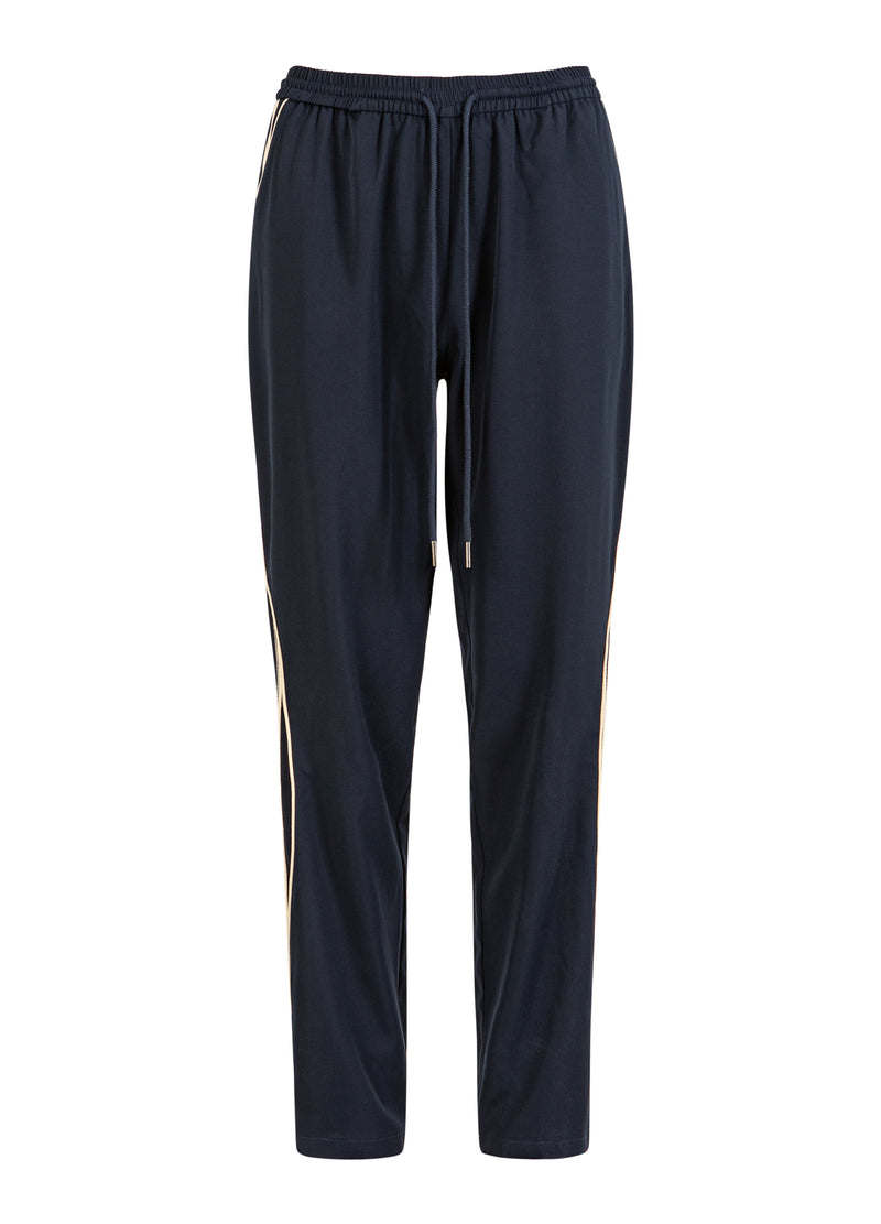 Coster Copenhagen AVSLAPPNAD SPORTBYXA - SILLE PASSFORM Pants Navy/off white - 566