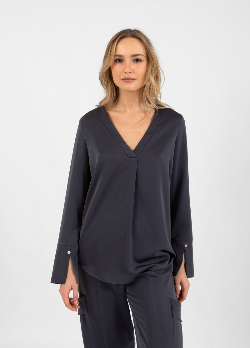 Coster Copenhagen BLOUS MED V-HALS Shirt/Blouse Dark grey - 158