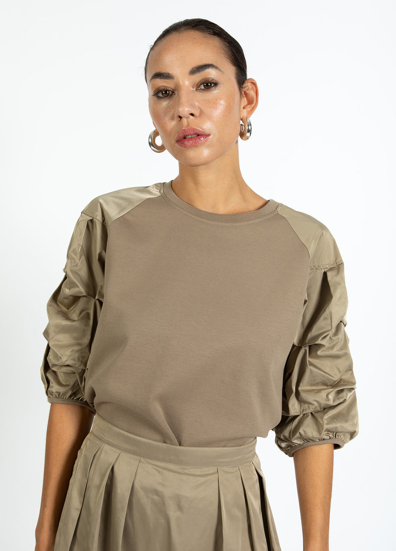 Coster Copenhagen BLOUS MIX MED VOLANGÄRMAR Shirt/Blouse Taupe sand - 393