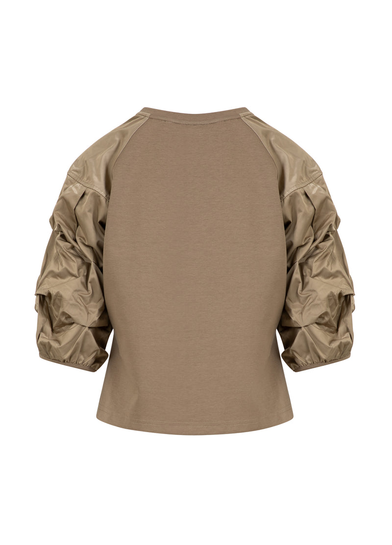 Coster Copenhagen BLOUS MIX MED VOLANGÄRMAR Shirt/Blouse Taupe sand - 393