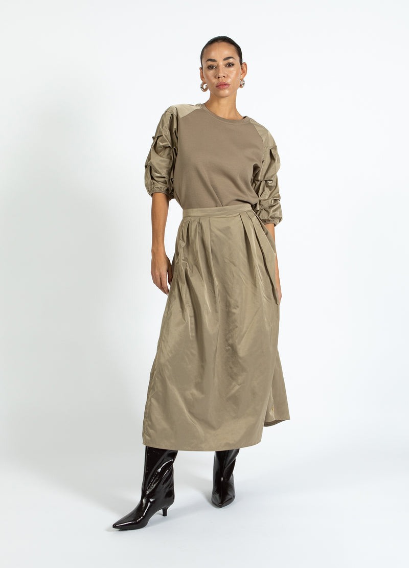 Coster Copenhagen BLOUS MIX MED VOLANGÄRMAR Shirt/Blouse Taupe sand - 393