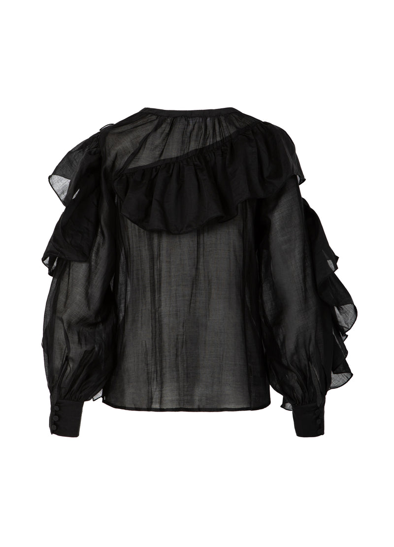 Coster Copenhagen BLUS MED VOLANGER Shirt/Blouse Black - 100