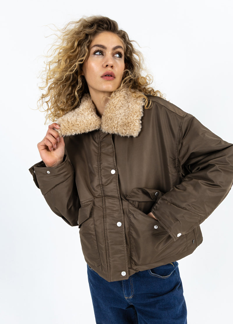 Coster Copenhagen BOMBERJACKA MED PÄLSKRAGE Outerwear Brown - 358
