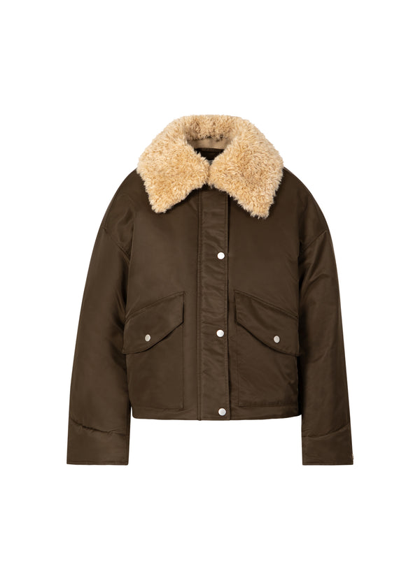 Coster Copenhagen BOMBERJACKA MED PÄLSKRAGE Outerwear Brown - 358