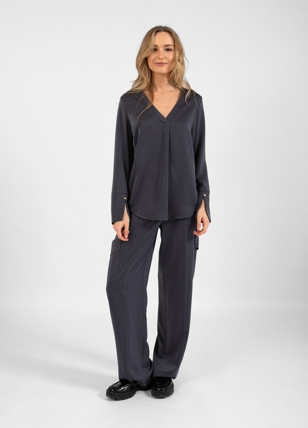 Coster Copenhagen CARGOBYXOR I SATIN - PETRA PASSFORM Pants Dark grey - 158