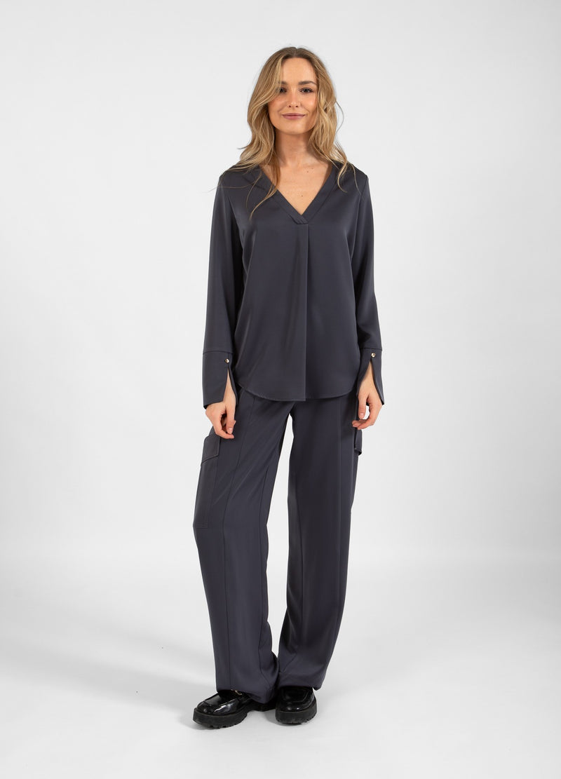 Coster Copenhagen CARGOBYXOR I SATIN - PETRA PASSFORM Pants Dark grey - 158