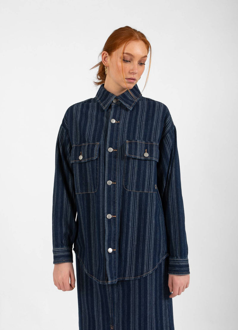 CC Heart CC HEART ALAIA DENIM JACKA Outerwear Dark blue stripe denim - 512