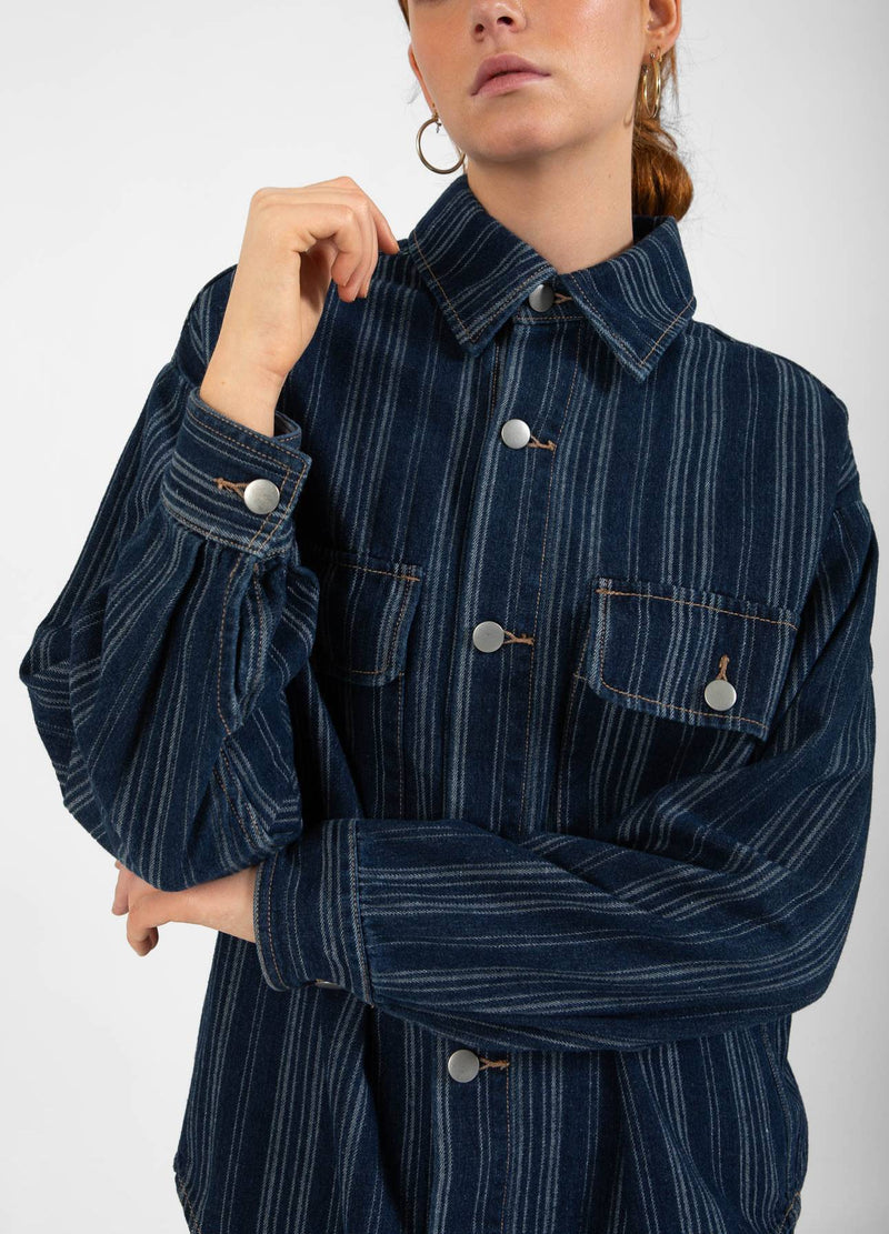 CC Heart CC HEART ALAIA DENIM JACKA Outerwear Dark blue stripe denim - 512