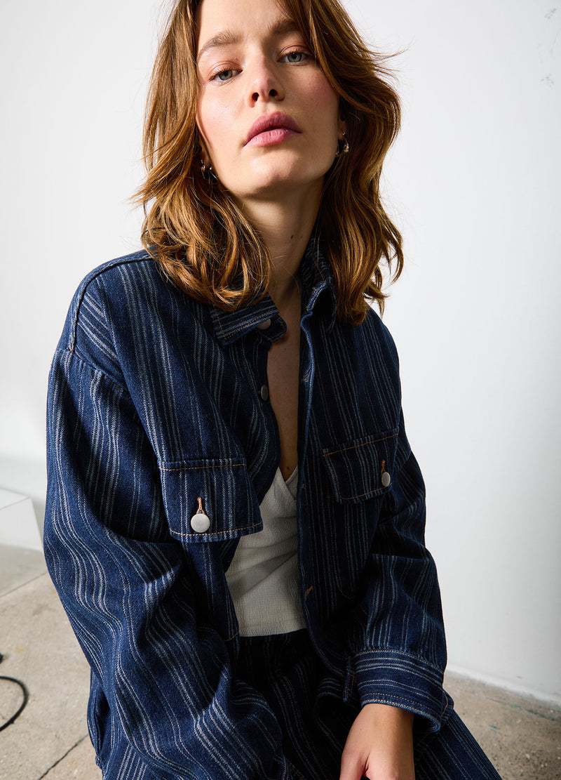 CC Heart CC HEART ALAIA DENIM JACKA Outerwear Dark blue stripe denim - 512