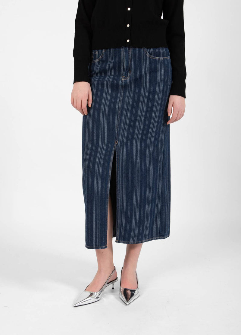 CC Heart CC HEART ALAIA LÅNG NEDERDEL Skirt Dark blue stripe denim - 512