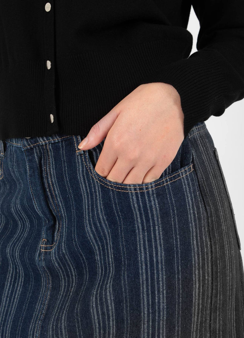 CC Heart CC HEART ALAIA LÅNG NEDERDEL Skirt Dark blue stripe denim - 512