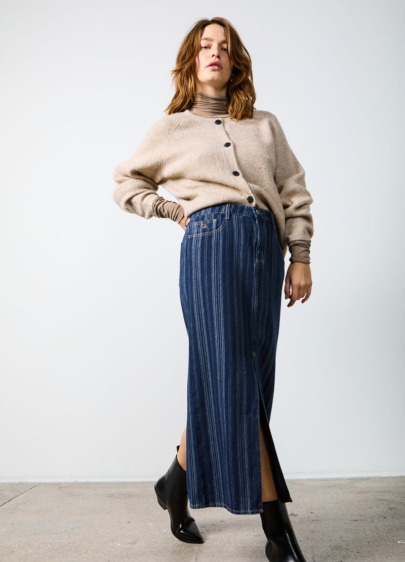 CC Heart CC HEART ALAIA LÅNG NEDERDEL Skirt Dark blue stripe denim - 512