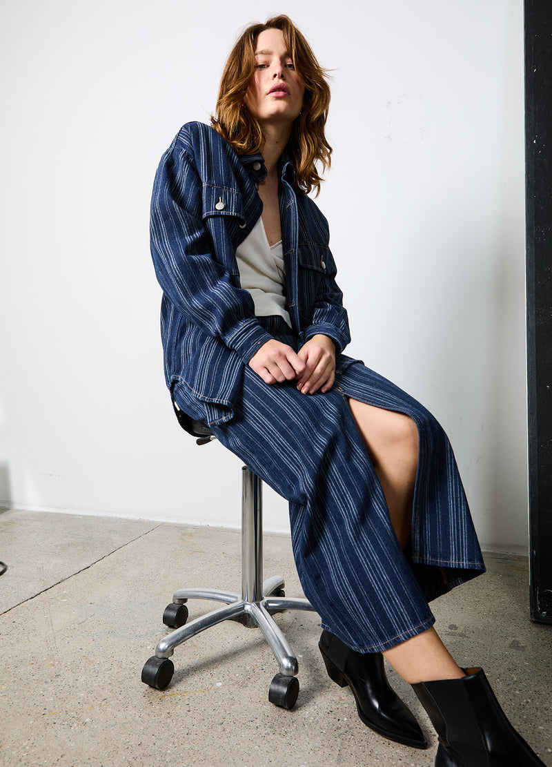 CC Heart CC HEART ALAIA LÅNG NEDERDEL Skirt Dark blue stripe denim - 512