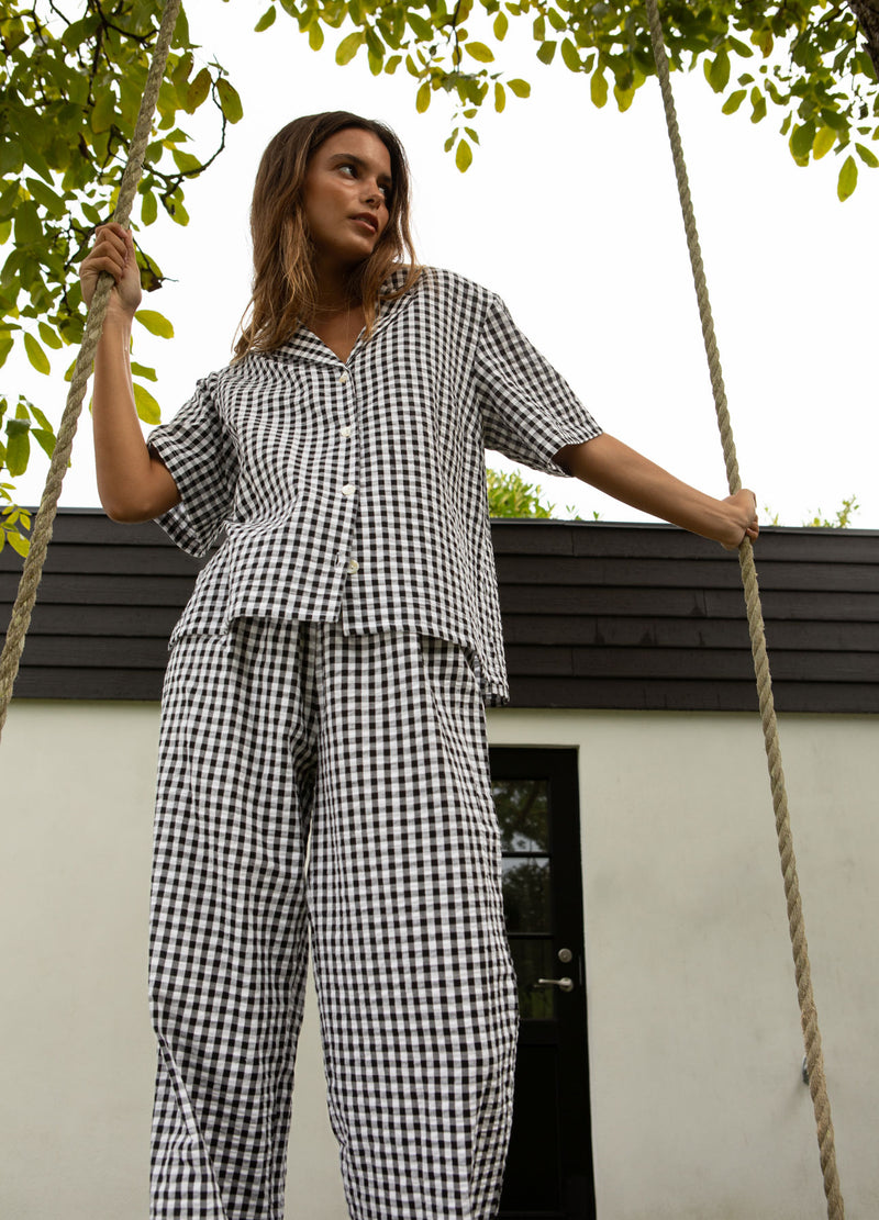 CC Heart CC HEART ALENA DRA PÅ BYXOR Pants Black/white check - 146