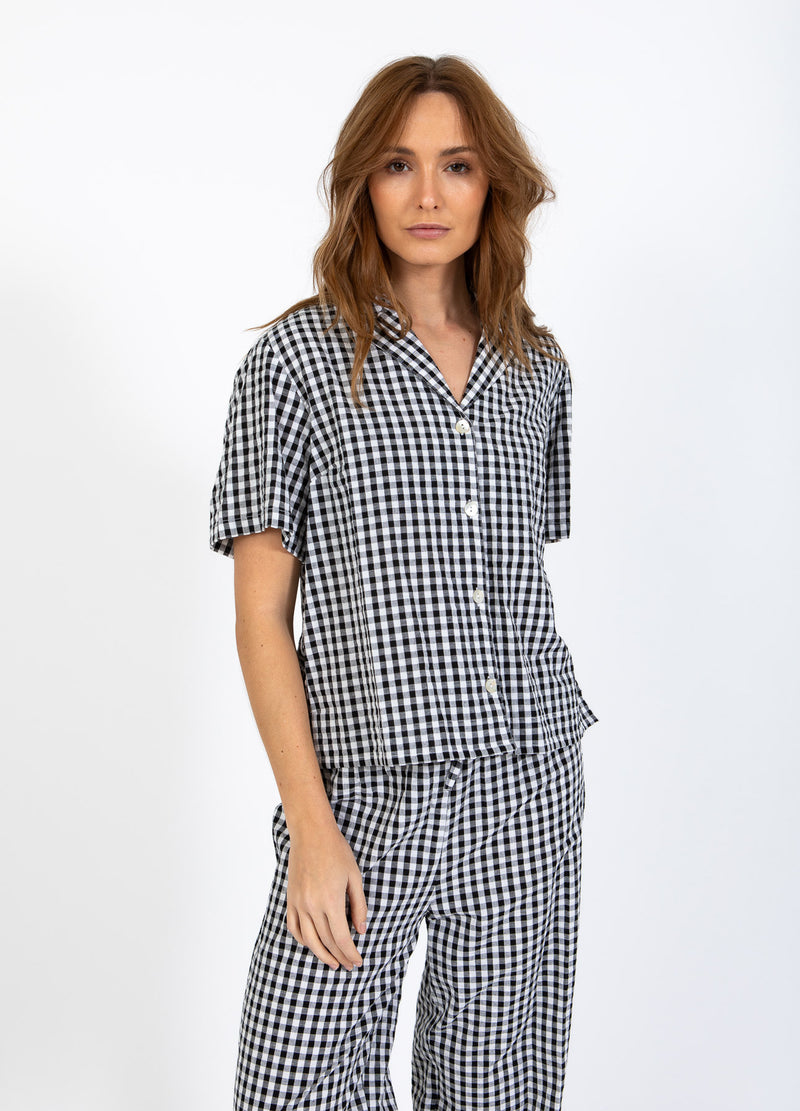 CC Heart CC HEART ALENA KORTÄRMAD SKJORTA Shirt/Blouse Black/white check - 146