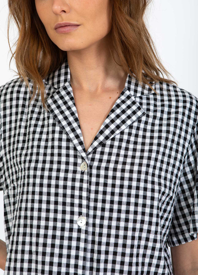 CC Heart CC HEART ALENA KORTÄRMAD SKJORTA Shirt/Blouse Black/white check - 146