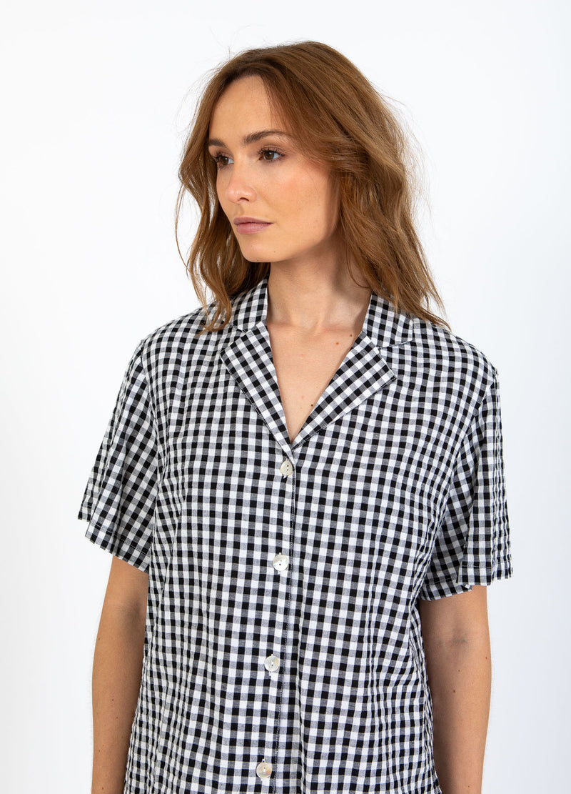 CC Heart CC HEART ALENA KORTÄRMAD SKJORTA Shirt/Blouse Black/white check - 146