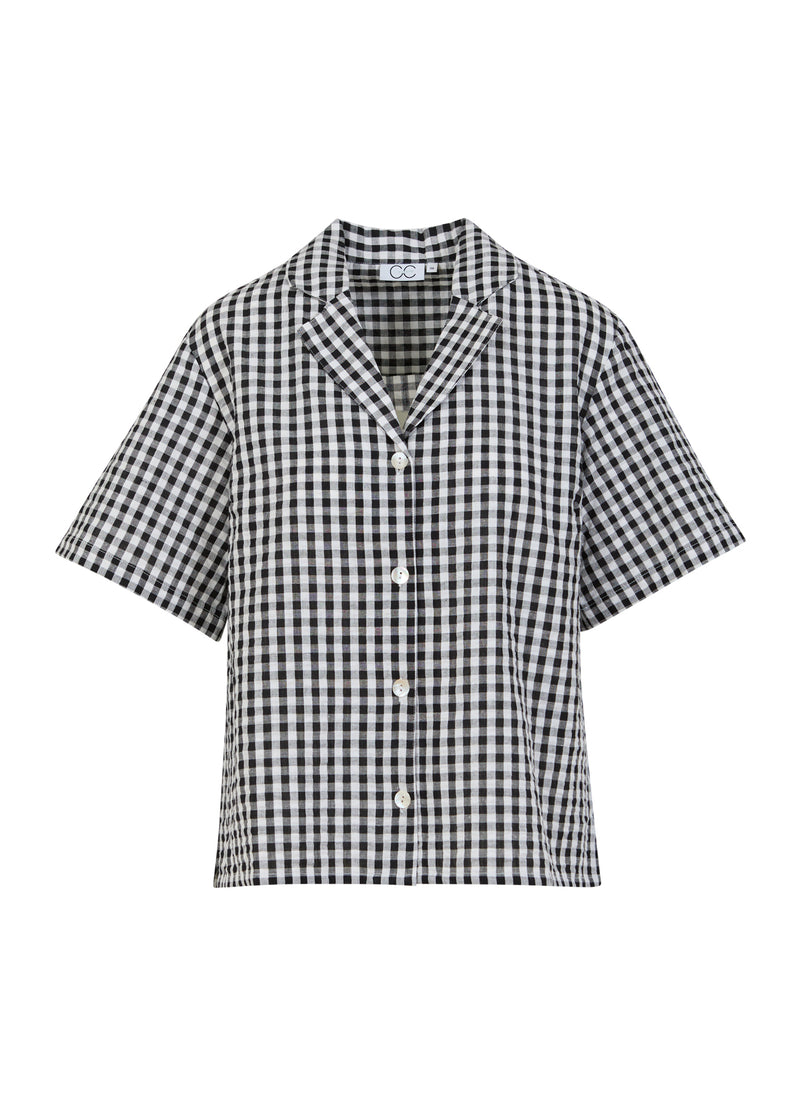CC Heart CC HEART ALENA KORTÄRMAD SKJORTA Shirt/Blouse Black/white check - 146