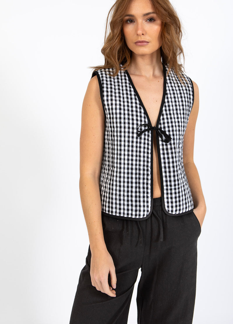 CC Heart CC HEART ALENA KVILTAD VÄST Vest Black/white check - 146