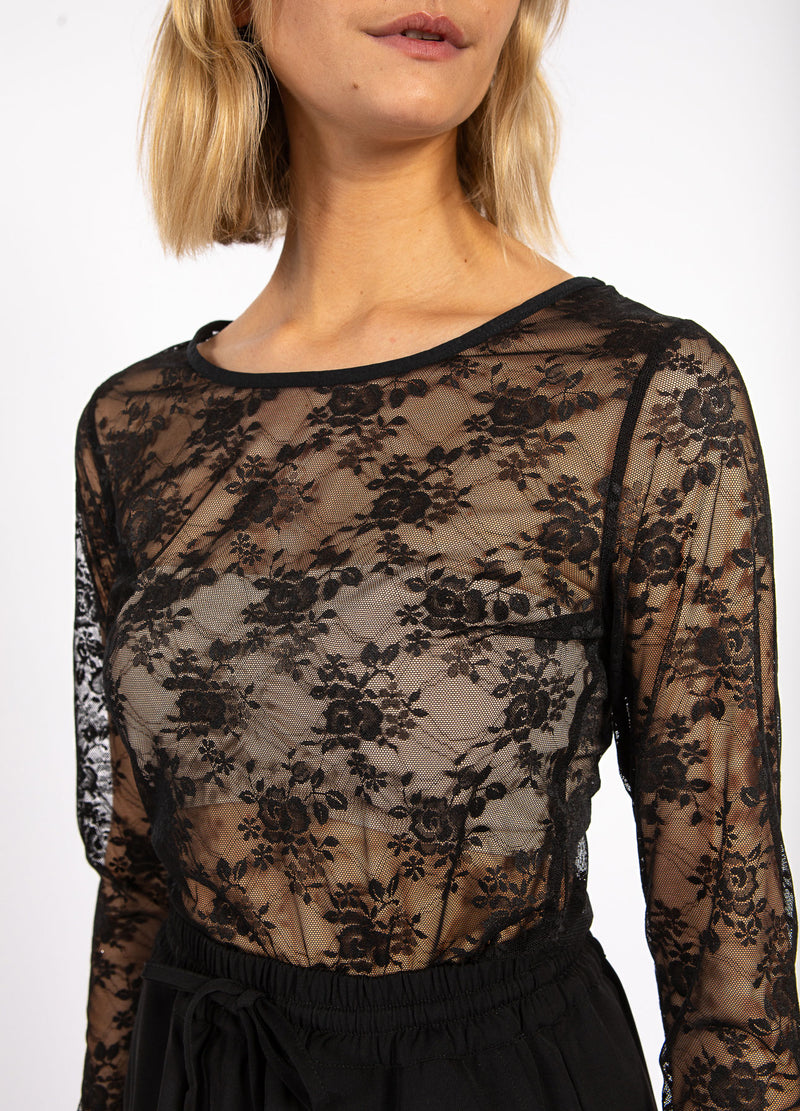 CC Heart CC HEART ALIZA SPETS LÅNGÄRMAD BLOUS Shirt/Blouse Black - 100