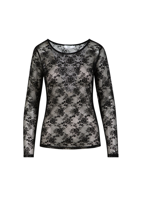 CC Heart CC HEART ALIZA SPETS LÅNGÄRMAD BLOUS Shirt/Blouse Black - 100