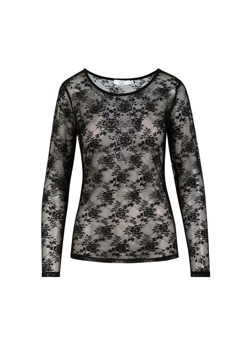 CC Heart CC HEART ALIZA SPETS LÅNGÄRMAD BLOUS Shirt/Blouse Black - 100