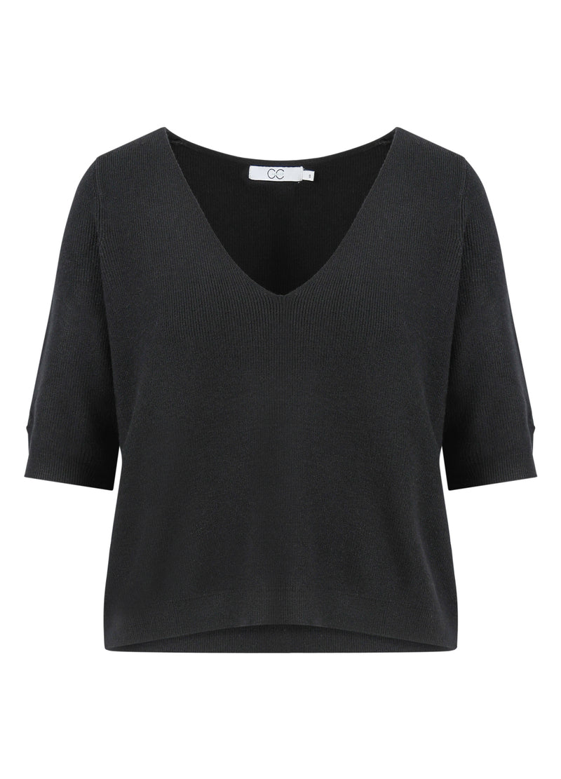 CC Heart CC HEART ALMA MJUK KORTÄRMAD STICKAD Knitwear Black - 100