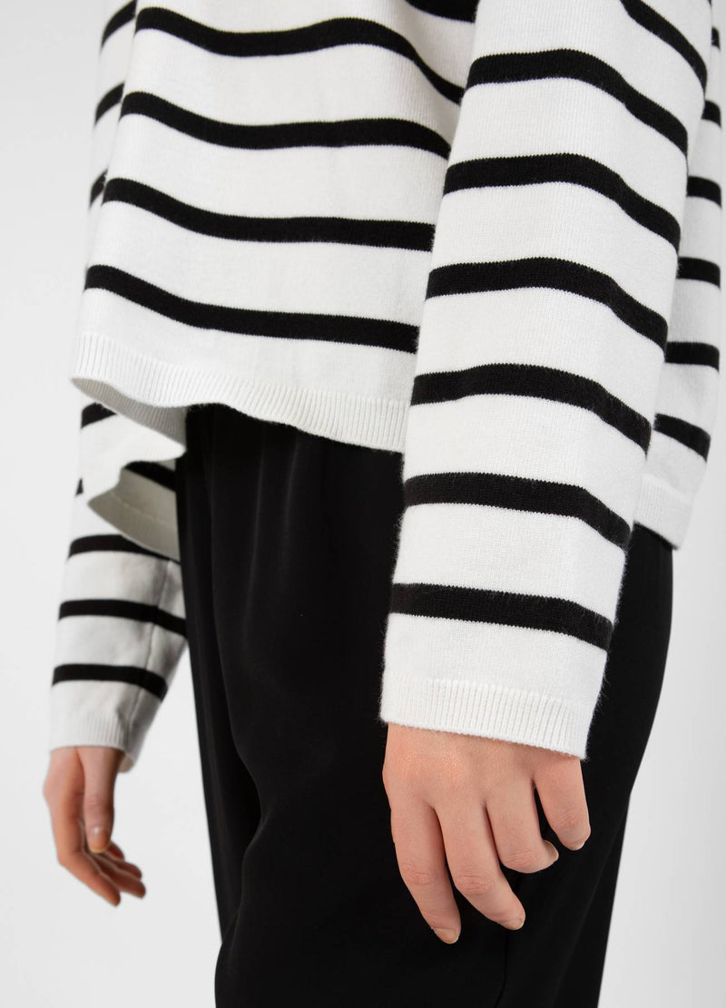 CC Heart CC HEART COLLINS RANDIG ÖPPEN RYGGTRÖJA Knitwear Offwhite/black stripe - 256