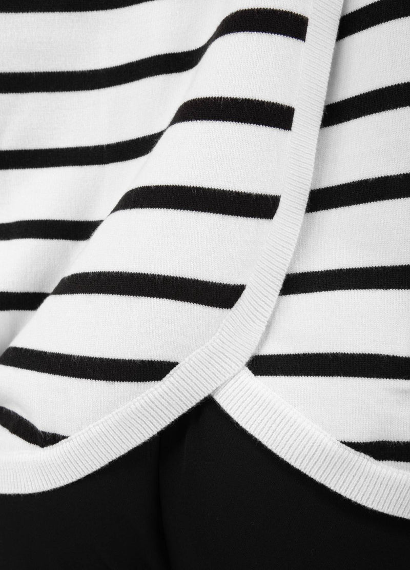 CC Heart CC HEART COLLINS RANDIG ÖPPEN RYGGTRÖJA Knitwear Offwhite/black stripe - 256