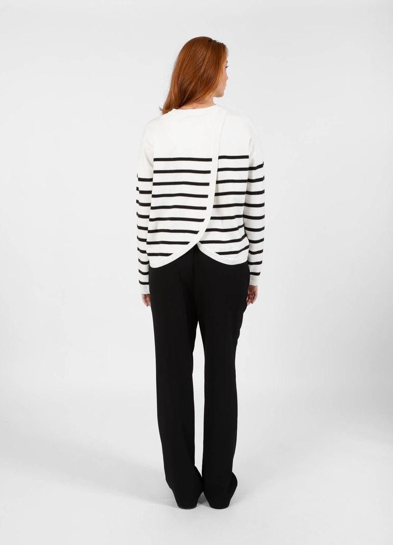 CC Heart CC HEART COLLINS RANDIG ÖPPEN RYGGTRÖJA Knitwear Offwhite/black stripe - 256