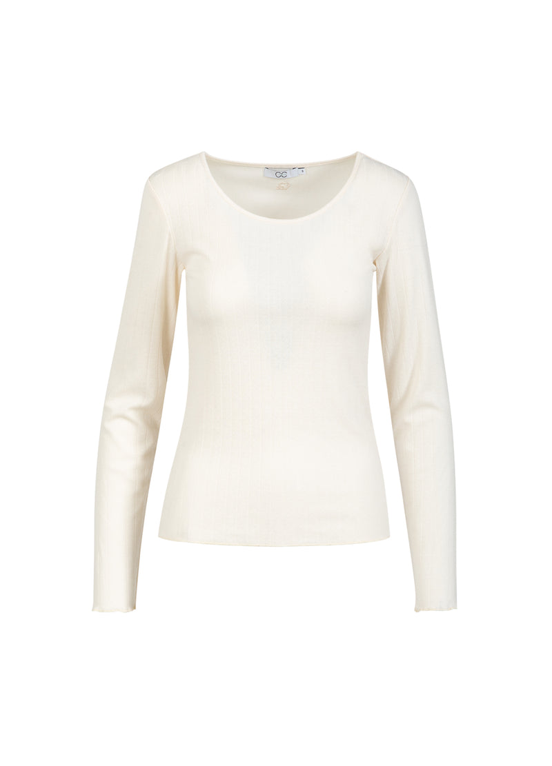 CC Heart CC HEART ELLE POINTELLE LÅNGÄRMAD TEE Shirt/Blouse Creme - 241