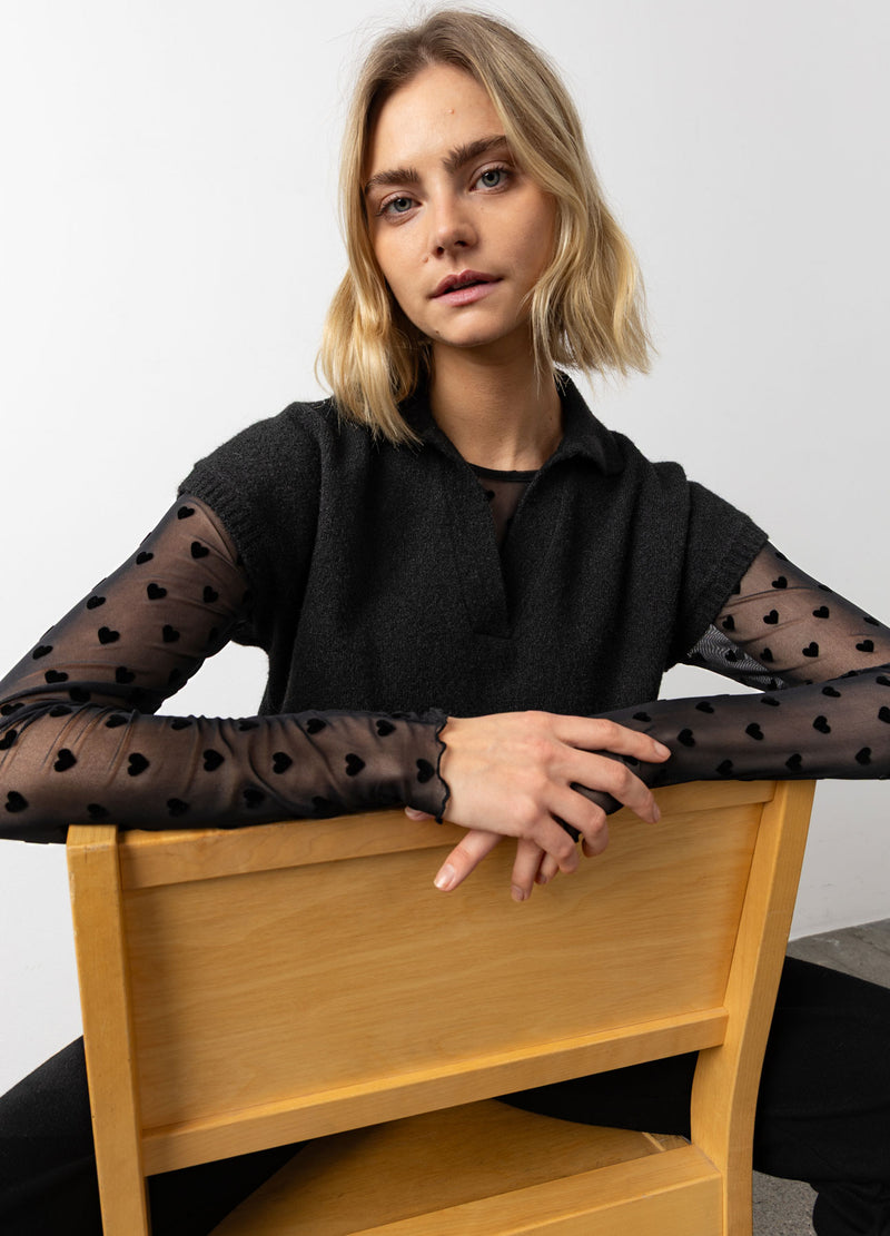 CC Heart CC HEART EMERIE STICKAD POLO TOP Knitwear Black - 100