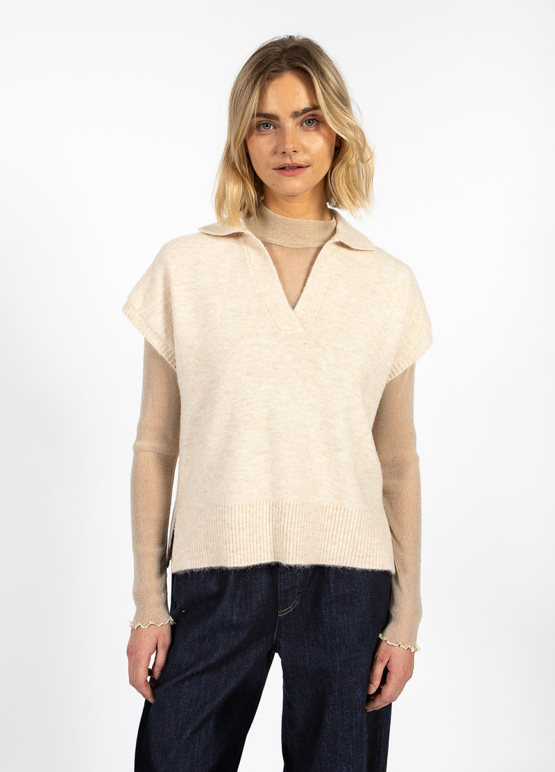 CC Heart CC HEART EMERIE STICKAD POLO TOP Knitwear Off white melange - 267