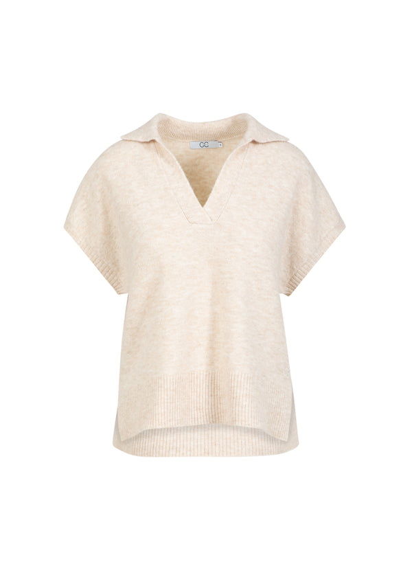 CC Heart CC HEART EMERIE STICKAD POLO TOP Knitwear Off white melange - 267