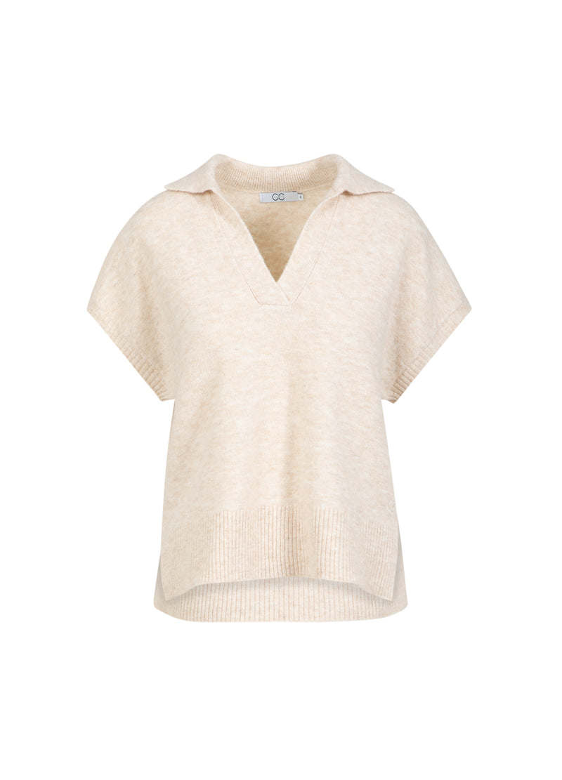 CC Heart CC HEART EMERIE STICKAD POLO TOP Knitwear Off white melange - 267