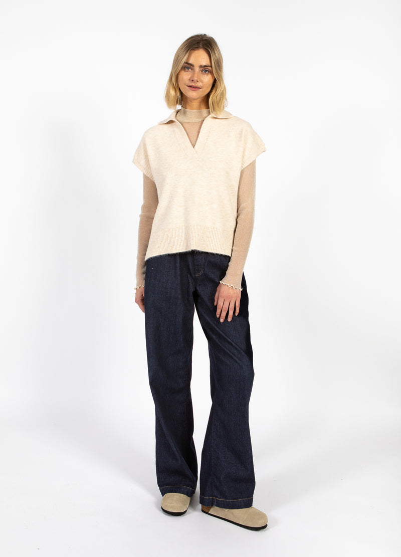 CC Heart CC HEART EMERIE STICKAD POLO TOP Knitwear Off white melange - 267