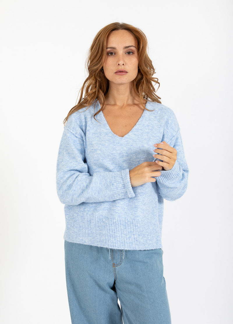 CC Heart CC HEART EMERIE V-RINGAD TRÖJA Knitwear Dream blue - 529