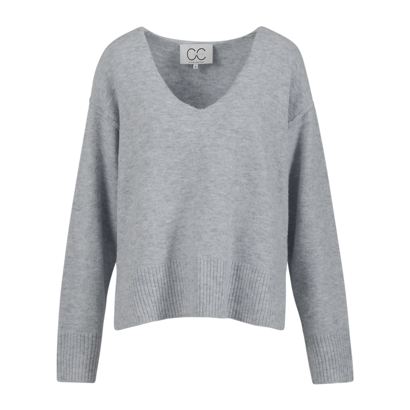 CC Heart CC HEART EMERIE V-RINGAD TRÖJA Knitwear Light grey melange - 129