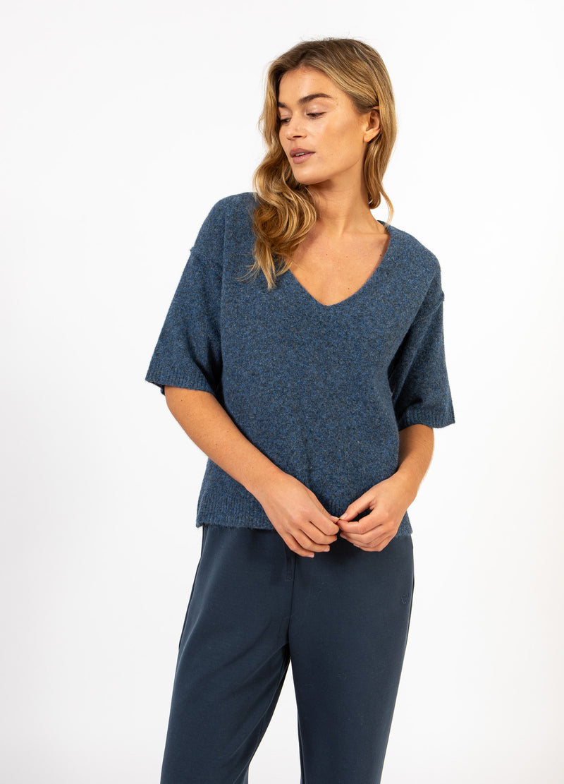 CC Heart CC HEART EMERIE V-RINGNING TRÖJA Knitwear Navy melange - 541
