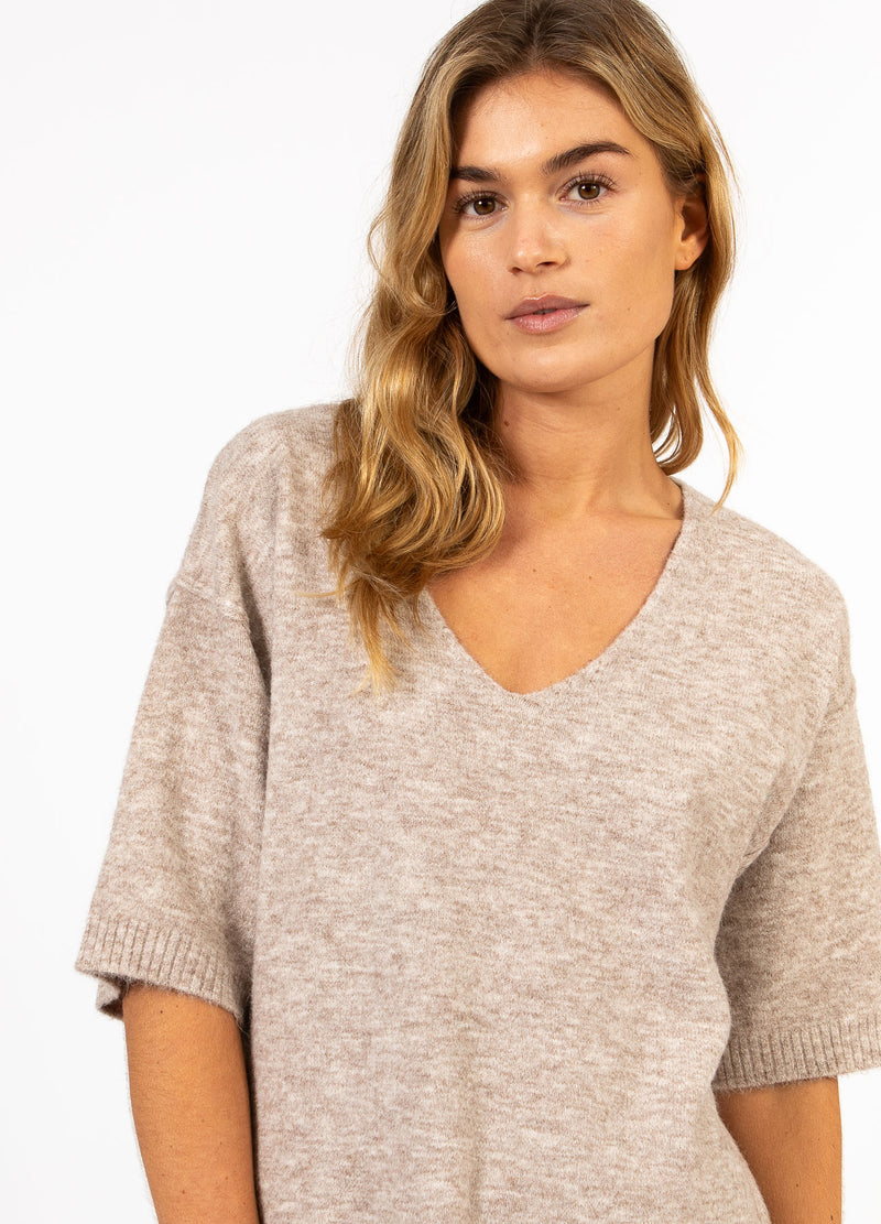 CC Heart CC HEART EMERIE V-RINGNING TRÖJA Knitwear Sand melange - 261